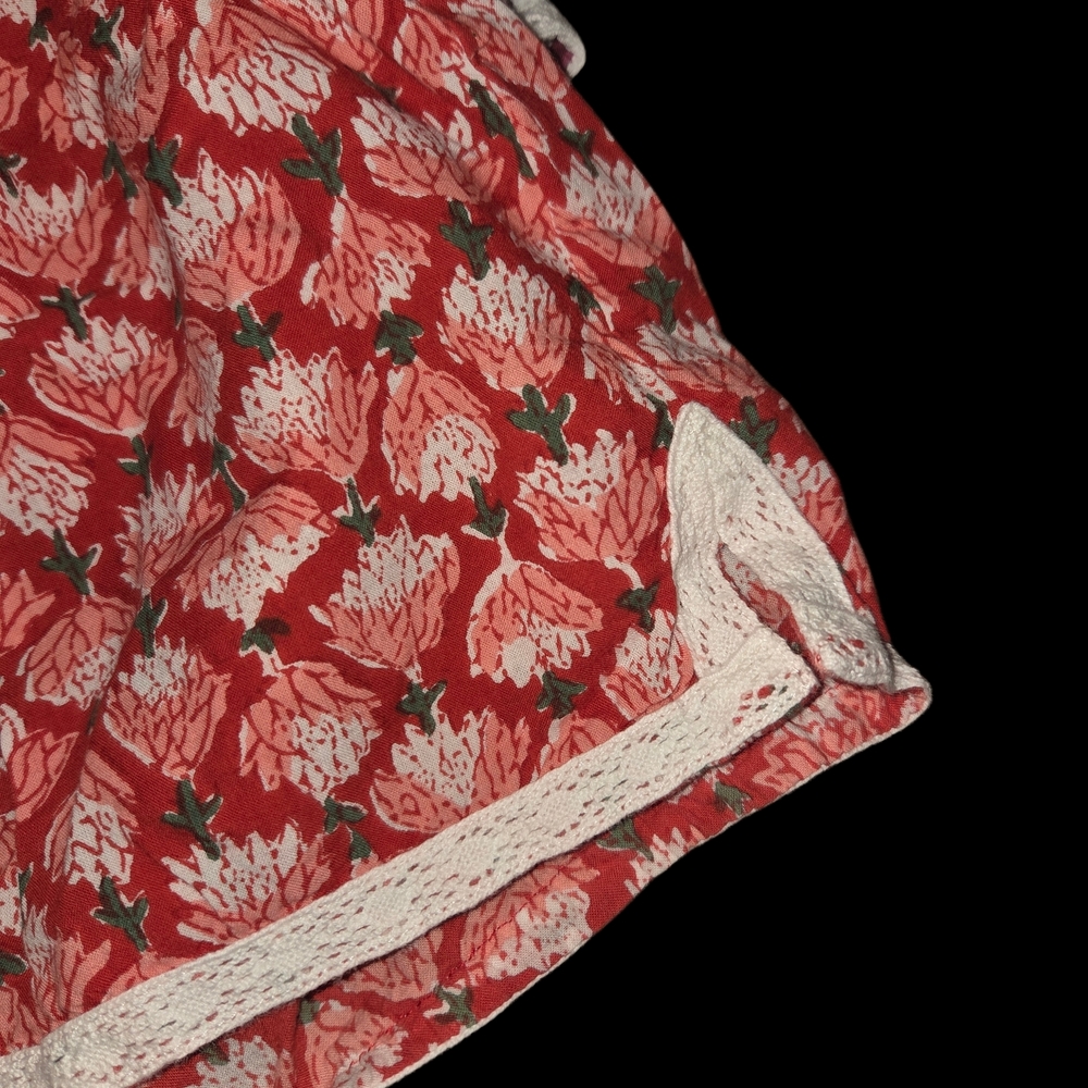 Floral Pattern Women’s Drawstring Shorts - Green, Blue, Red, Gray, White - Picture 2 of 5